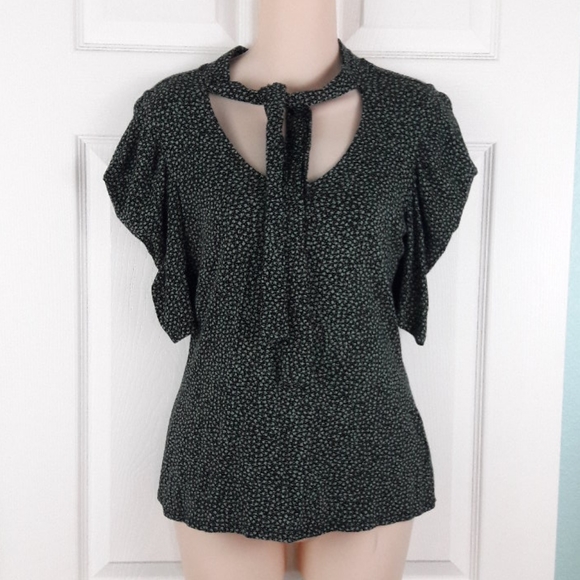 Anthropologie Postmark Floral Front Tie Top